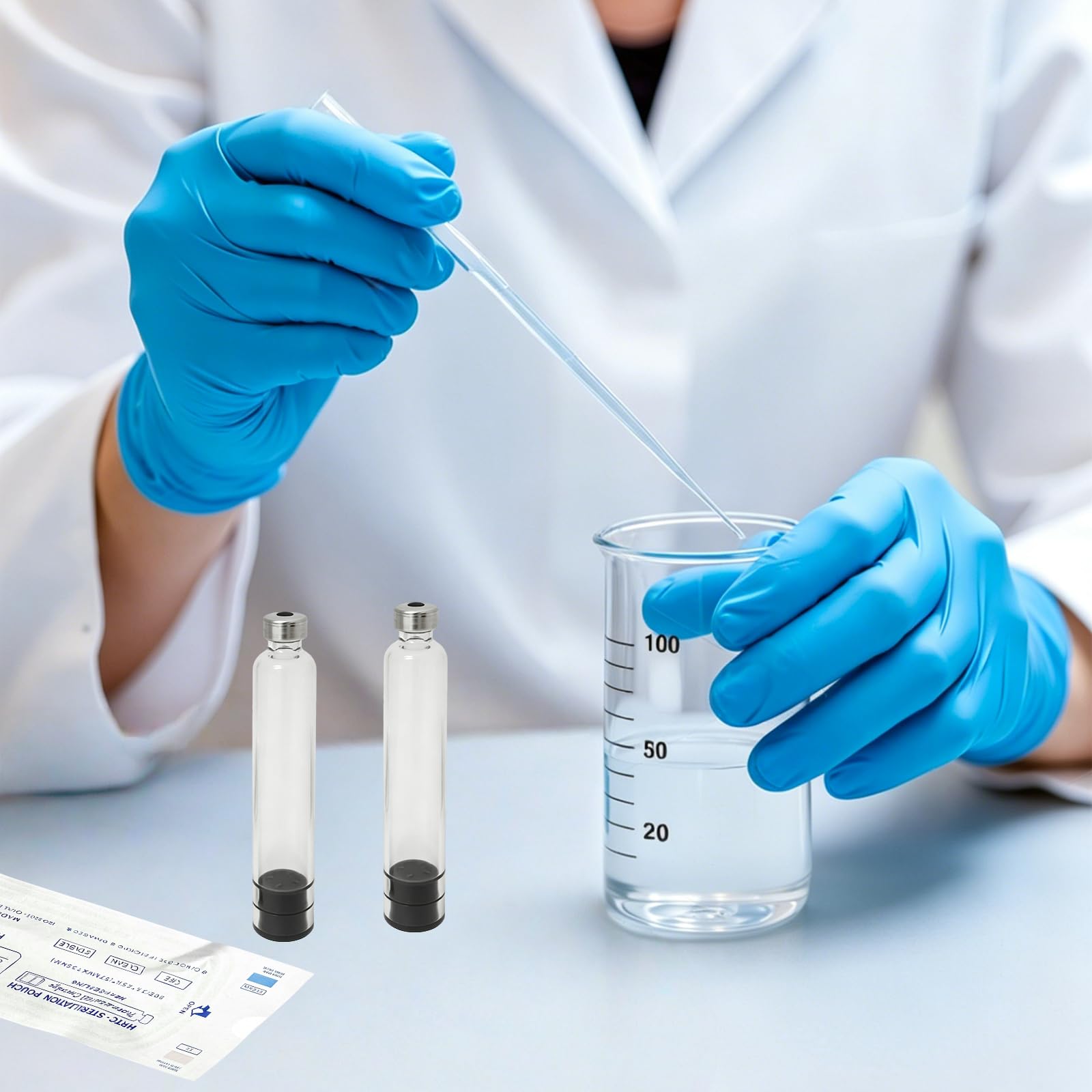 50 Stück 3 Ml Kartusche Im Pen-Kartuschenstil, Sterilisiert, Leer, Sterilisierte Leere Kartusche, Versiegelte Probenfläschchen Einzeln Verpackt Kartusche, Klare Glasfläschchen, Für Labor Und Haushalt