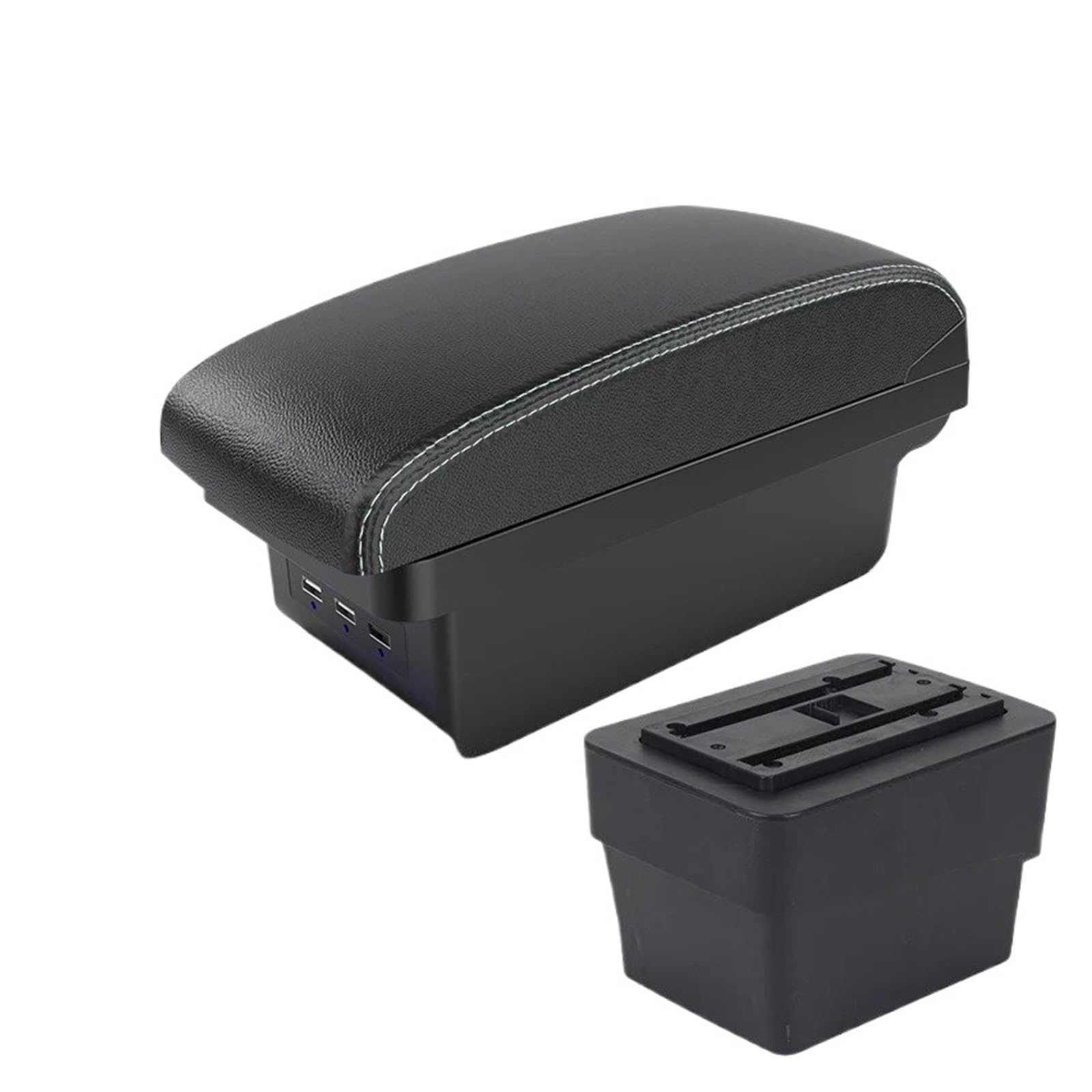 Hguvsjd Armrest Box For Skoda For Octavia For Mk3 For A7 2013-2017 Armrest Box Retrofit Parts Storage Accessories USB Car Armrests(B Black white 3 USB)