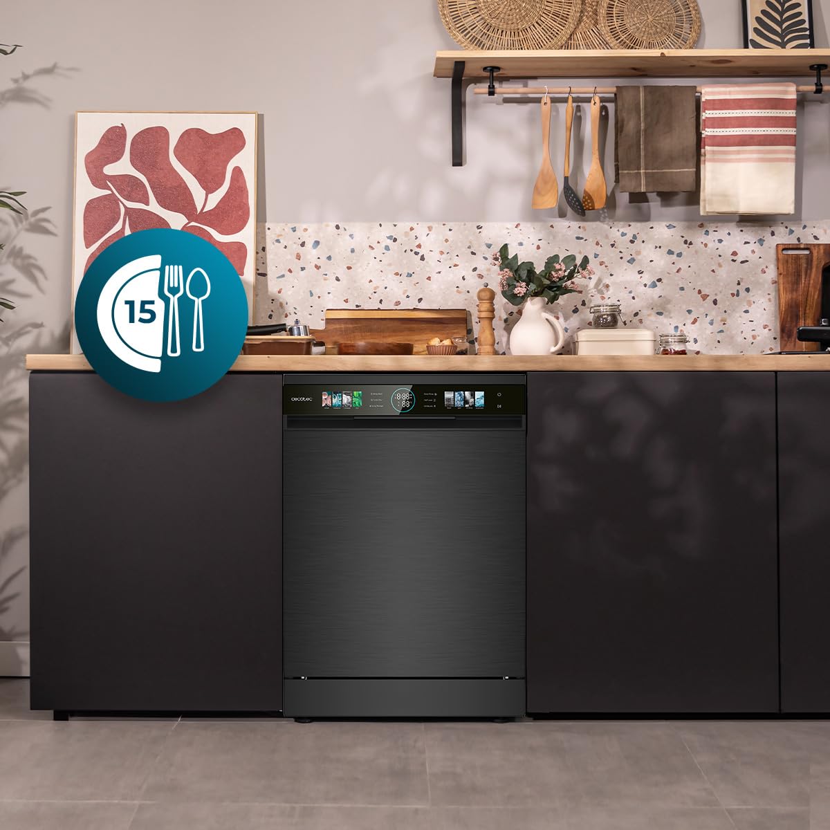 Cecotec Bolero Aguazero 6620 C Lave-vaisselle Compact 60 cm 1850W 15 Couverts 8 Programmes Moteur Inverter Écran FullColor XXL Smart Wash Turbo Dry+ AutoClean Demi-charge Départ Différé