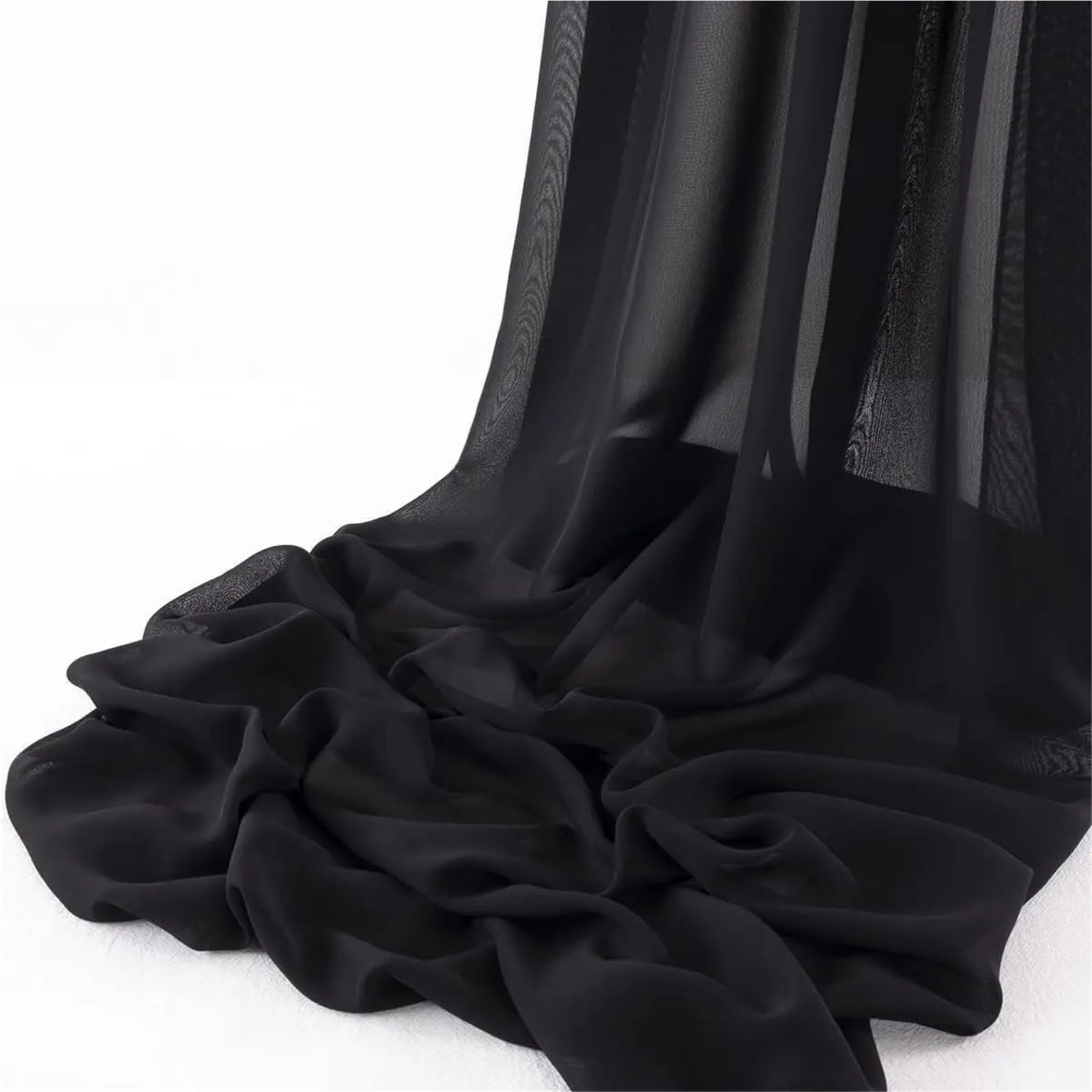 Tela de gasa sólida, tela drapeada de arco de boda, gasa suave hecha a mano, material de bricolaje para telón de fondo de fiesta, arco de techo, tela para coser (negro, 500 x 145 cm)