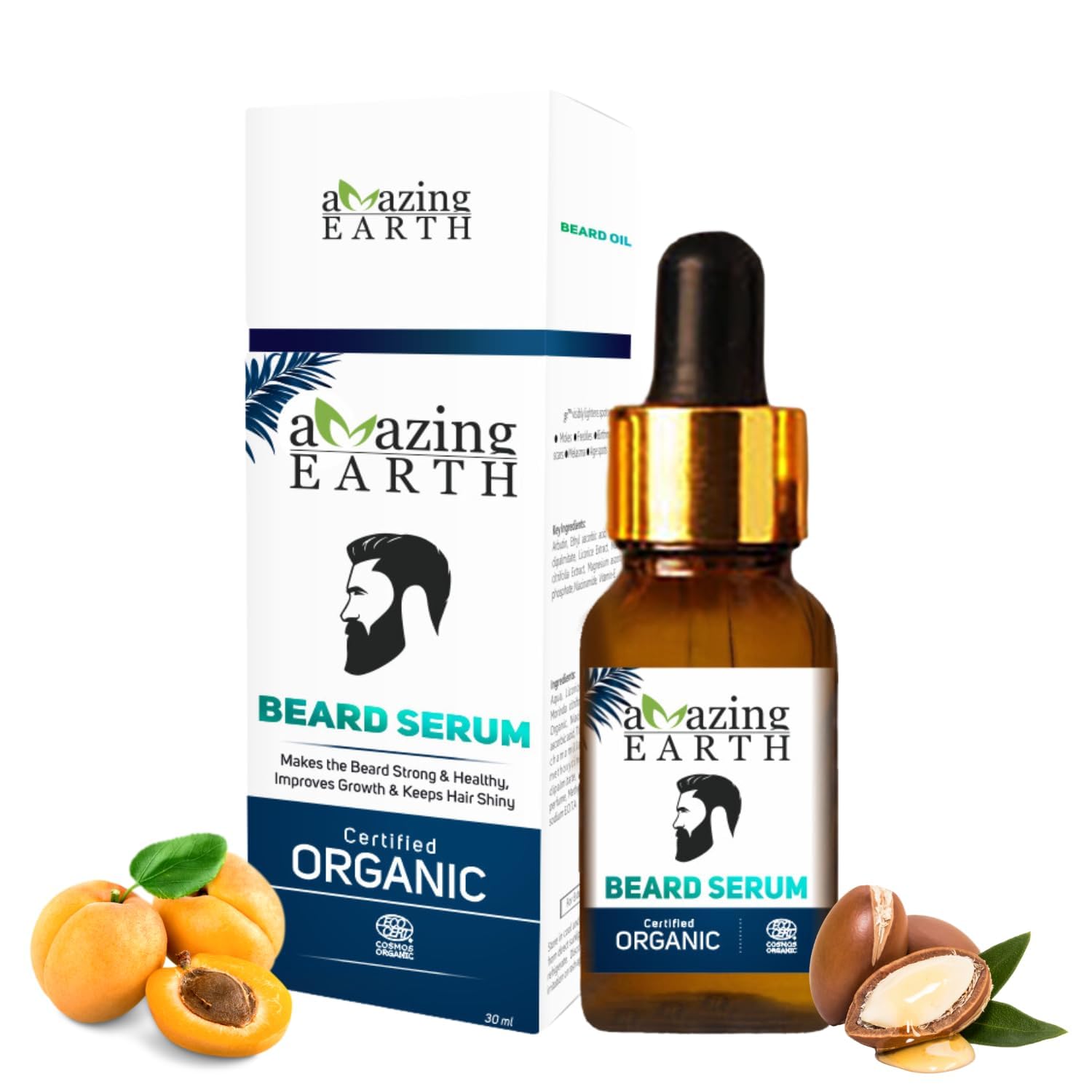 Amazing Earth Organic Beard Serum, 30 ml, For Strong and Healthy Beard Growth Pack of 2