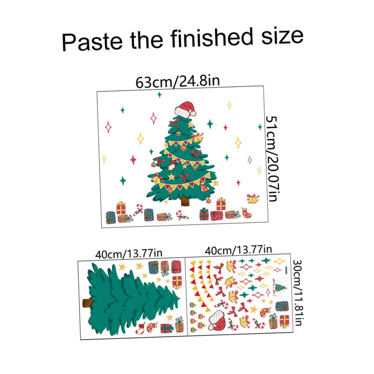 HOMSFOU 4 Set Di Decorazioni Per Albero Di Natale Mini Adesivi Per Finestre A Forma Di Albero Di Natale Decorazioni Natalizie 2 Fogli * 4