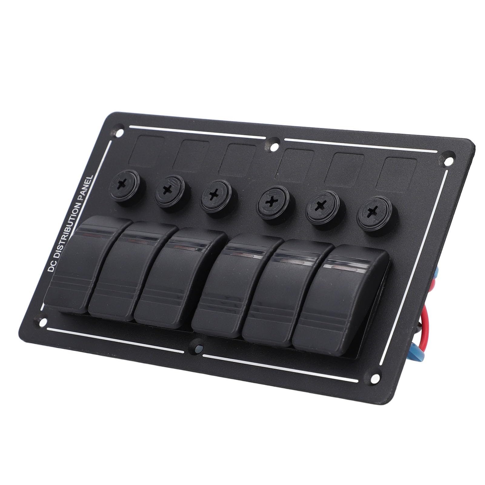 Generic Panel PrzełącznikóW Kołyskowych 6-krotny, Wstępnie Okablowany Aluminiowy Panel PrzełącznikóW 12 V z Zabezpieczeniem Przed Przeciążeniem, IP65 Sterowanie niebieską diodą LED od 120 do 260 W dla