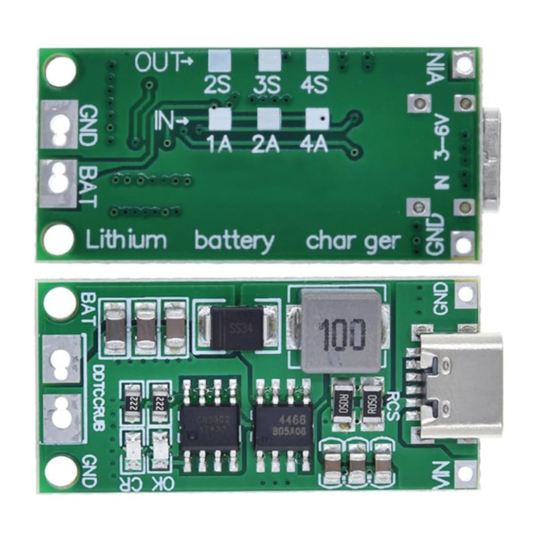ROBOWAY 4S 2A Polymer Lithium Ion Charger Type-C | 14.8V 18650 Battery Charging Module | USB-C Input, Boost Converter, LED Indicator, Overcharge Protection (Pack of 4)