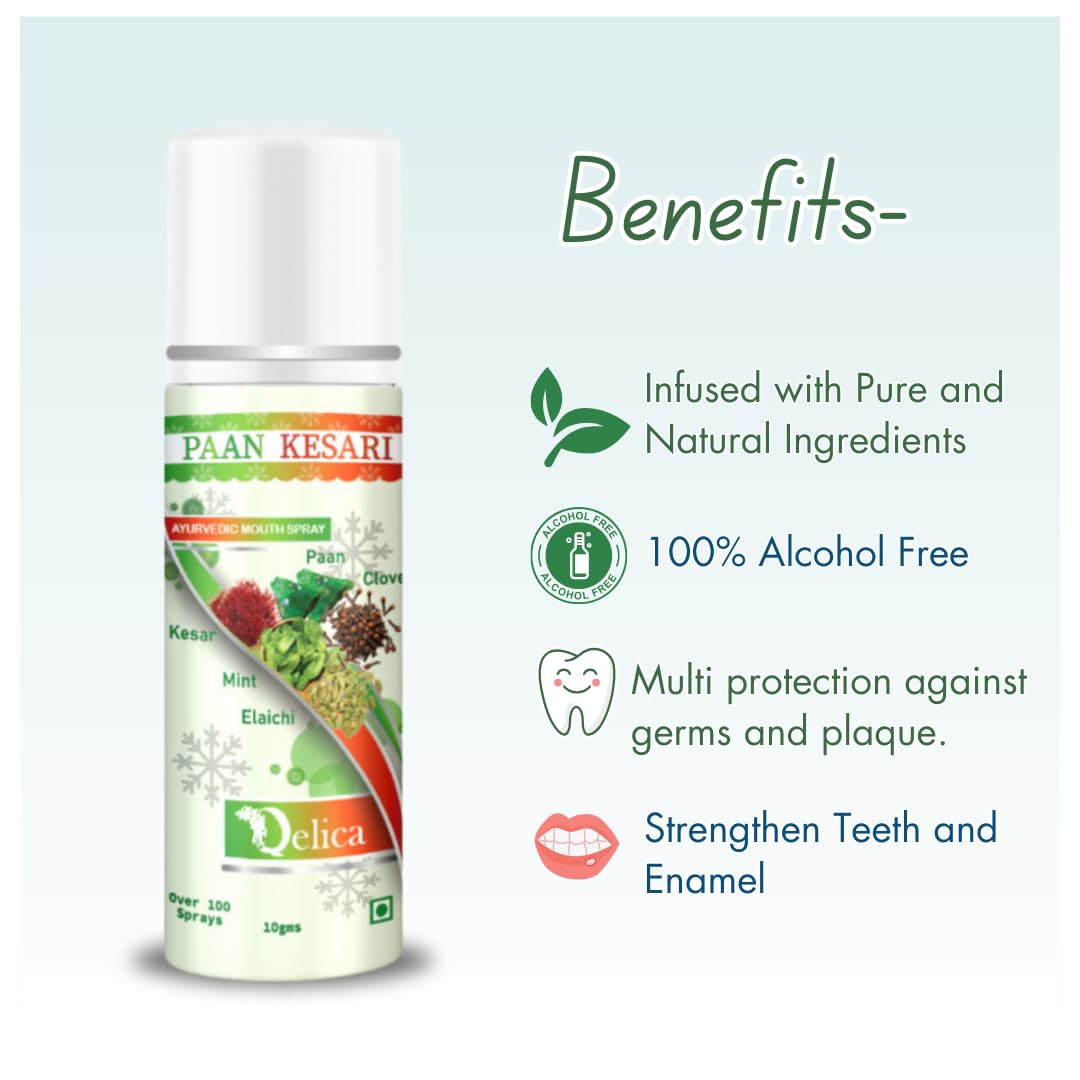 Qelica Paan Kesari Ayurvedic Mouth Spray for Oral Hygiene Fresh Breath 100+ Spray for Men and Women Long Lasting, Pocket Friendly Pure & Natural 1