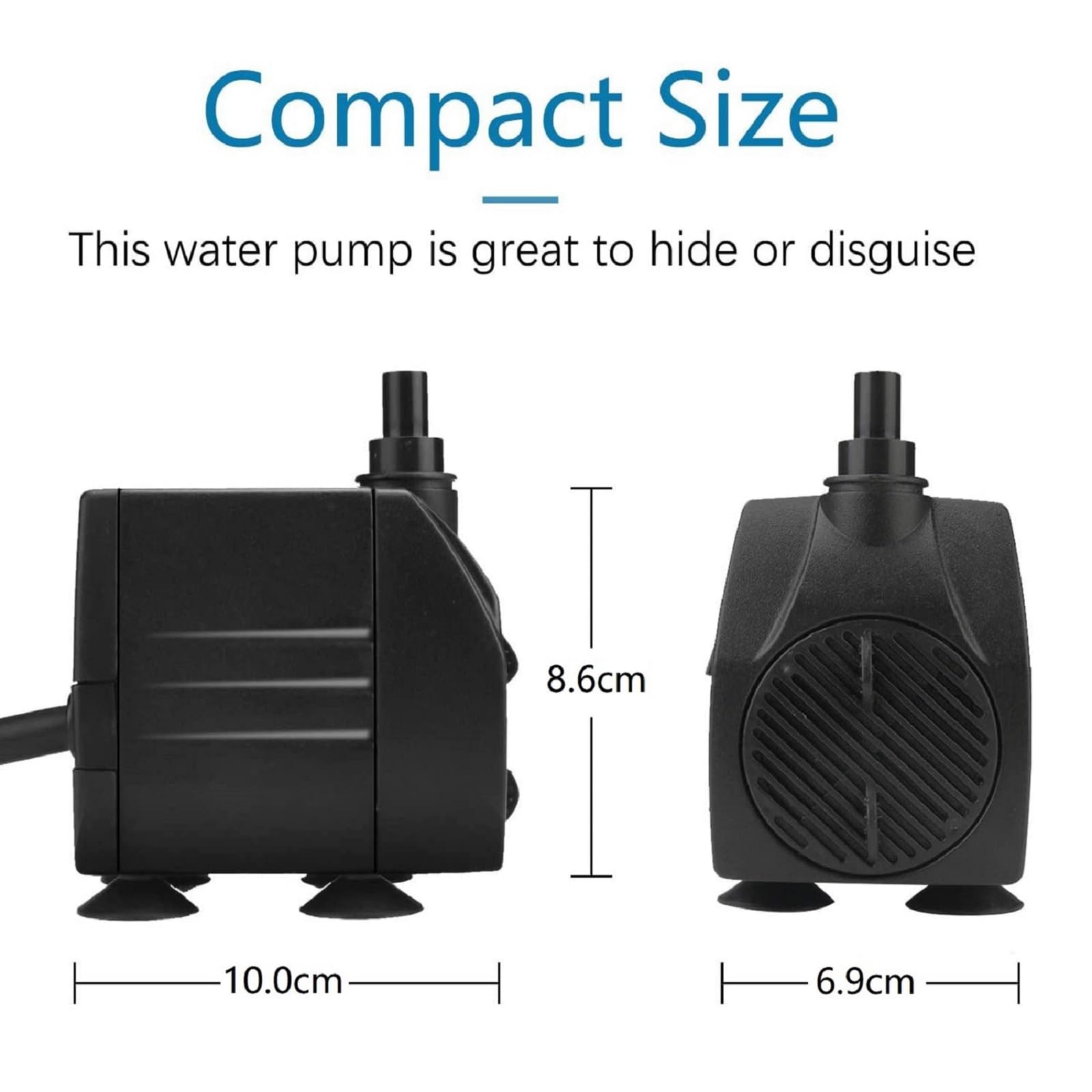 BARST Bomba de agua sumergible de 1500 l/h, bomba de acuario ultra silenciosa para fuentes, piscina, pecera, estanque, hidroponía, estatua con 4 ventosas Srtong, 3 boquillas (30 W, cable de