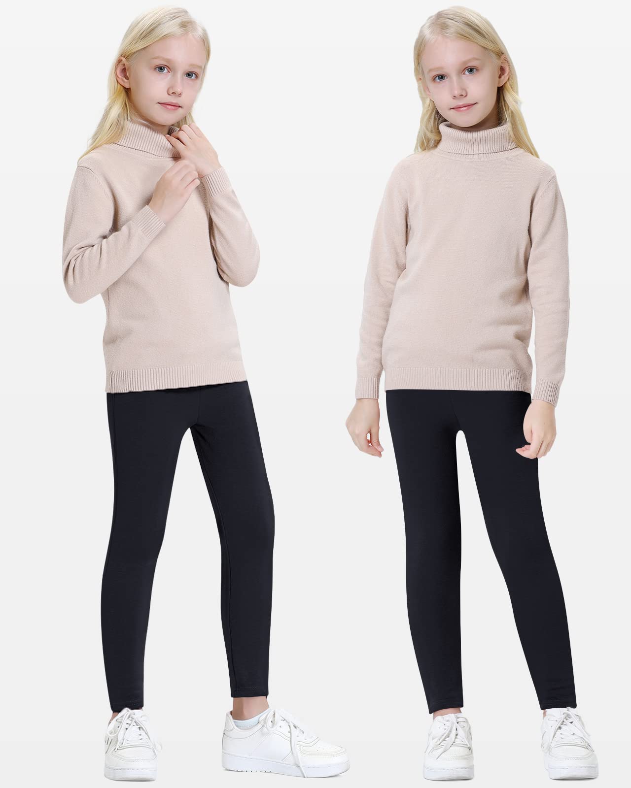 Domee Leggings Felpati Pantaloni Termici Invernali Cotone Bambina