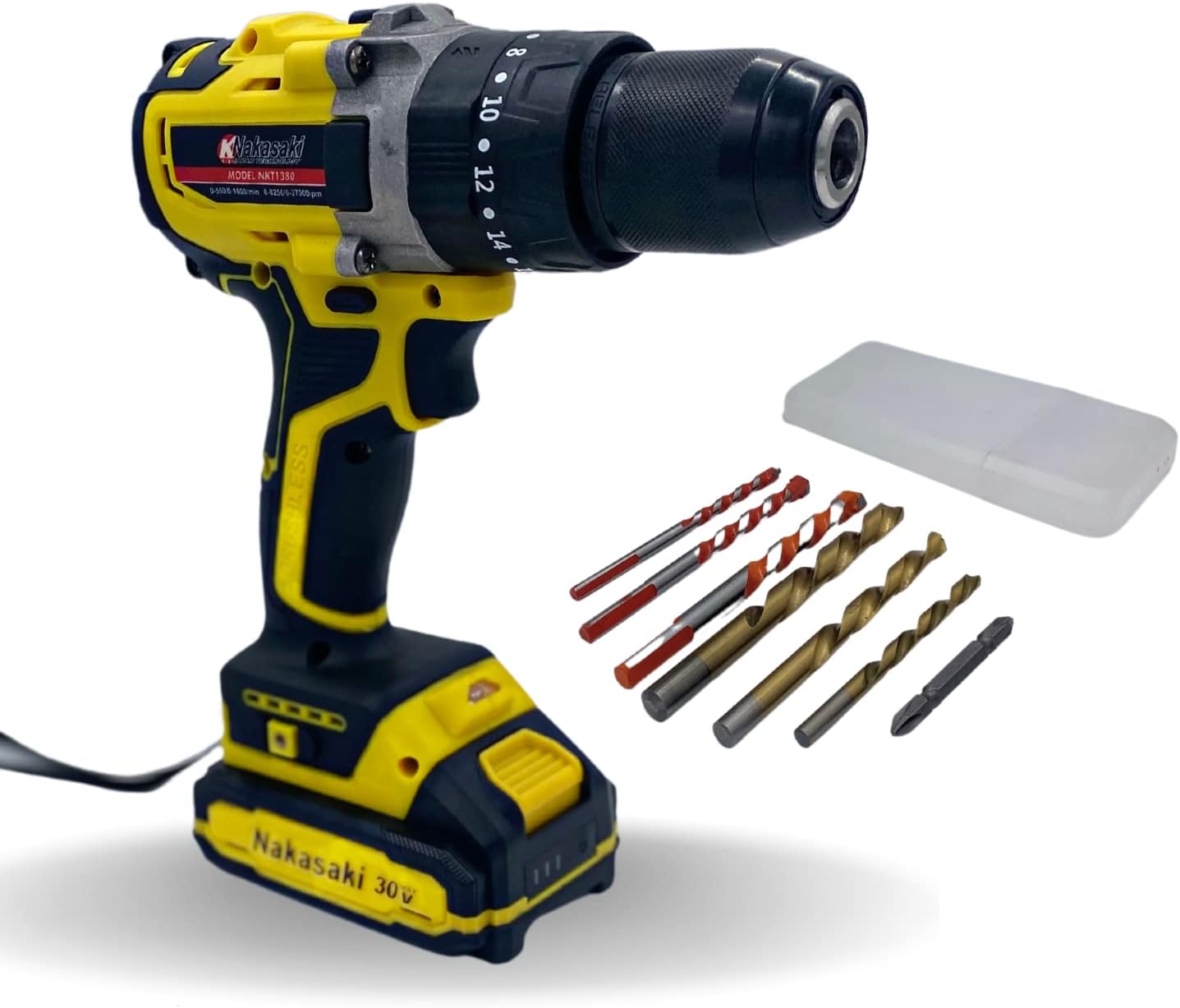 K Nakasaki 30V Impact Drill with 1 Battery, Cordless Drill