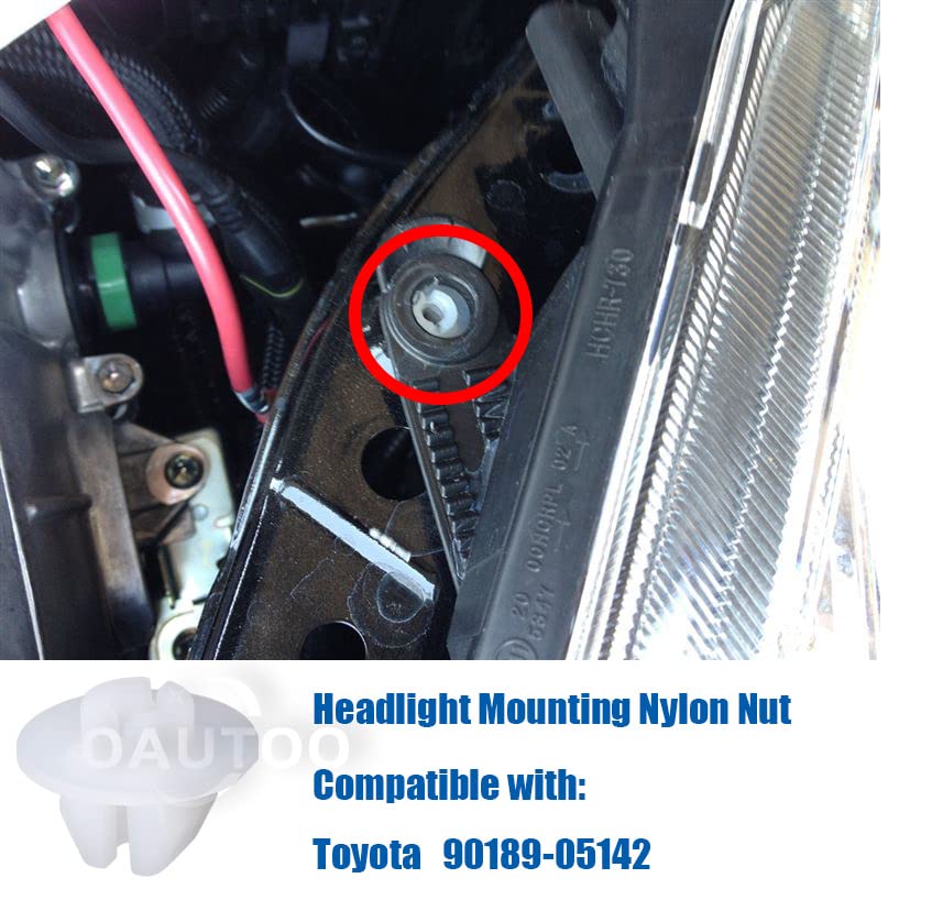 Miniatura 4 de OAUTOO 30 unids faro montaje nylon tuerca faro montaje montaje arandela para Toyota y Lexus 90189-05142