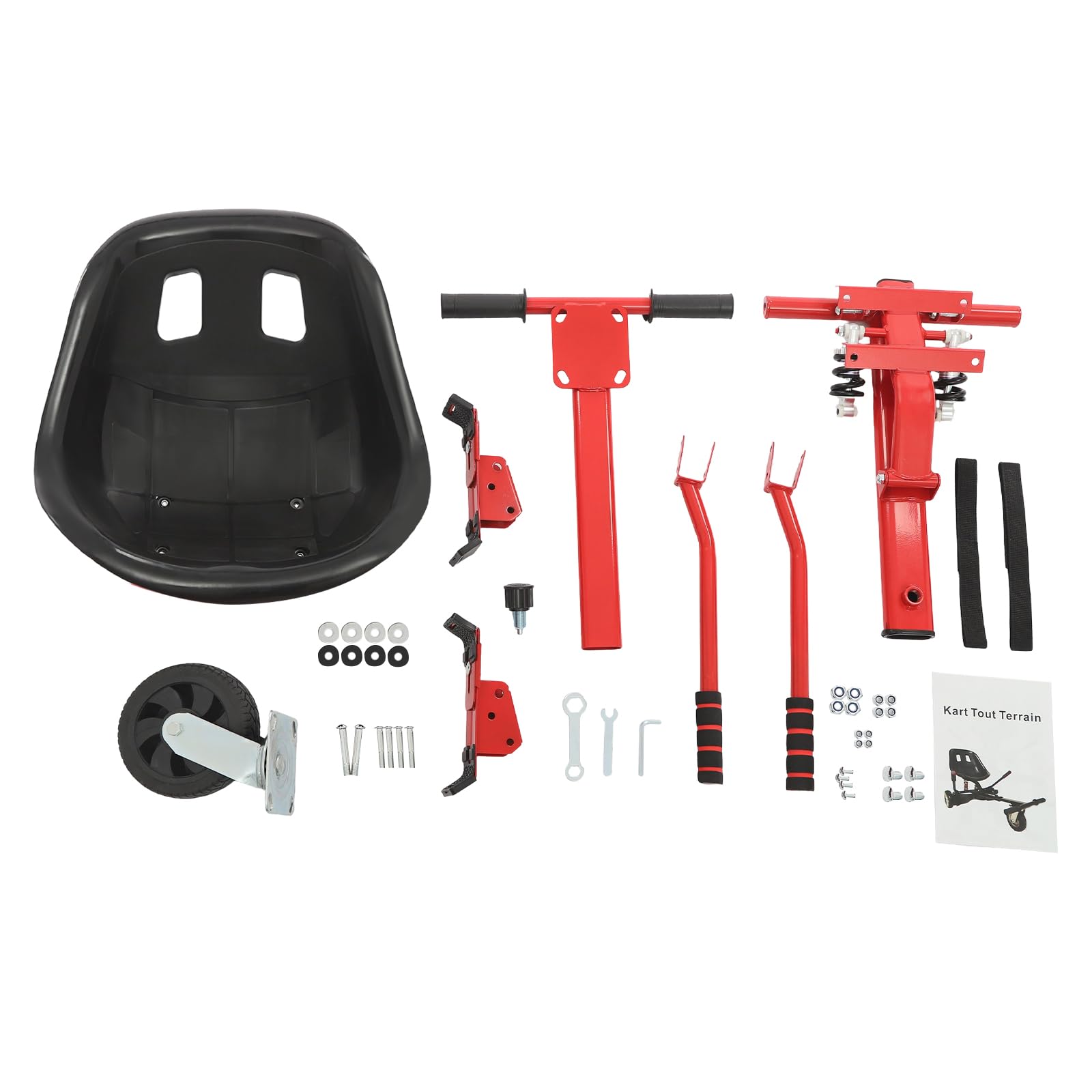 Go-Kart avec double amortisseur, accessoire de fixation de siège pour hoverboard de 16,5 à 25,4 cm, longueur du cadre réglable, support de siège pour adultes