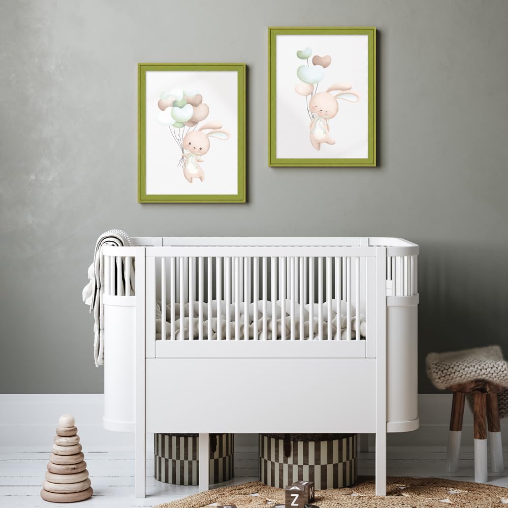 WANDStyle H120 Children's Room Picture Frame for Children's Drawings DIN A4 21 x 29.7 cm Modern Wooden Frame Green Grained Made in Germany - Image 2
