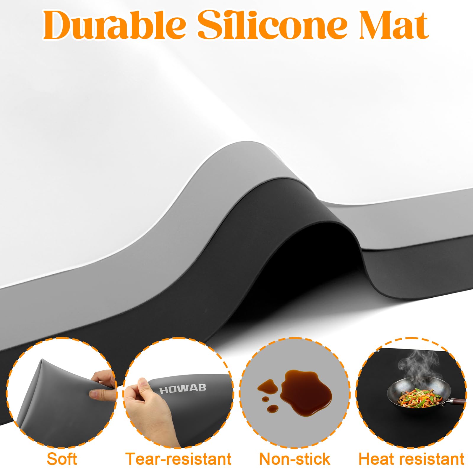 Tappetino in silicone, grande, antiscivolo, 70 x 50 cm, tappetino da dipingere per bambini, lavabile, tappetino da forno in silicone resistente al calore, come tovaglietta, sottopiano di lavoro
