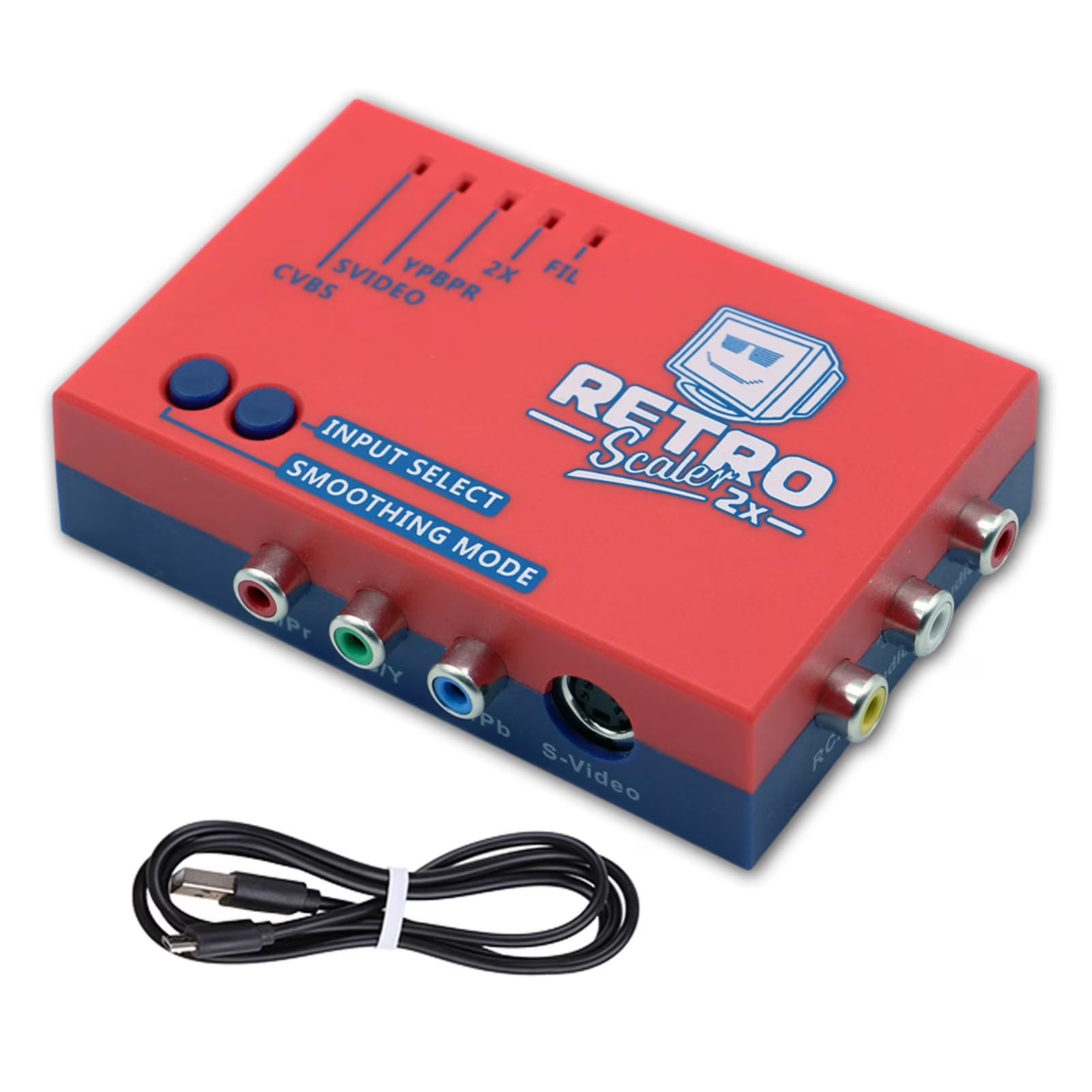 RetroScaler2x AV/SV/YPBPR a HDMI Convertitore Supporta Modalità Filtro e Pass-through, Adattatore per Videogiochi Line-Doubler per console di gioco retrò PS2 N64 NES Dreamcast Saturn MD1 NGC SFC