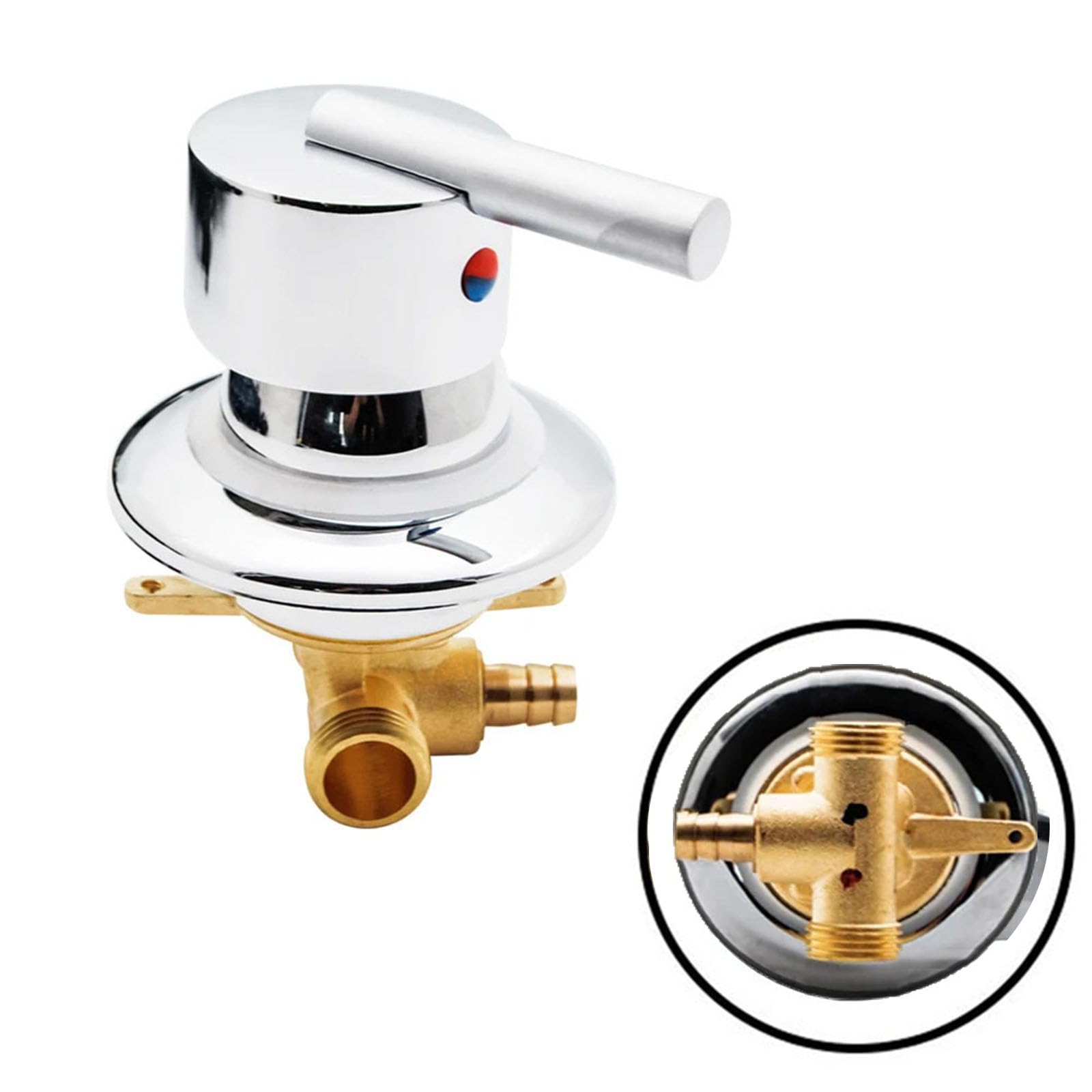 1 Way Mixer Tap Brass Shower Faucets Bypass Valve Cold and Hot Water Mixer Bath Faucet for Shower Room/Bathroom (Intubation-A)