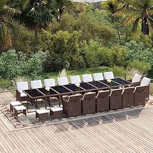 Garten-Essgruppe Polyrattan 21-teilig Braun