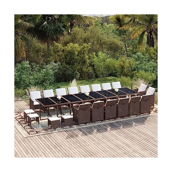 Garten-Essgruppe Polyrattan 21-teilig Braun