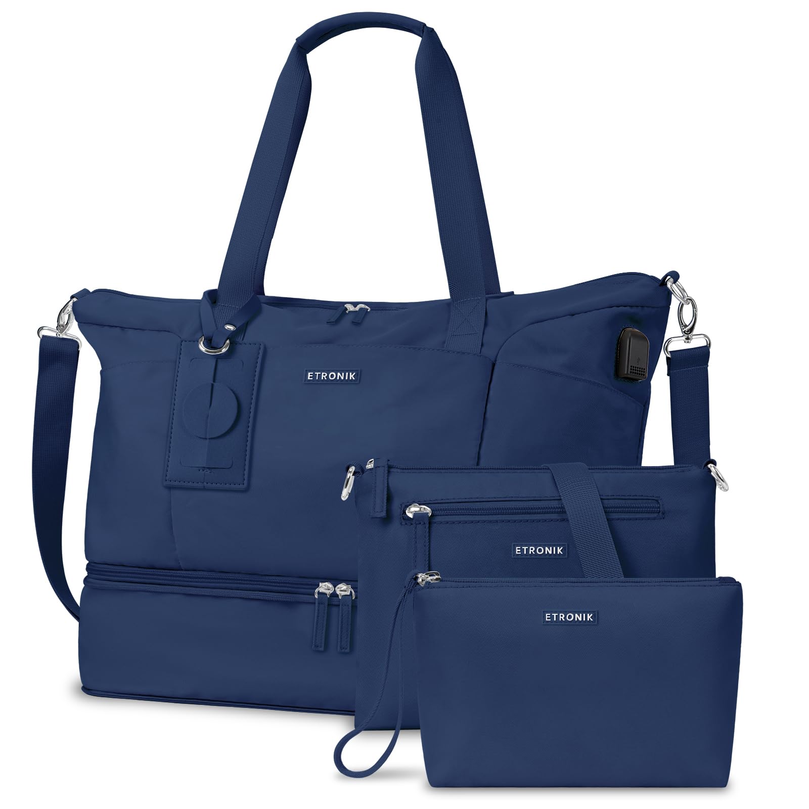 ETRONIK Expandable Weekender Bag for Women, Travel Duffel Bag with USB ...