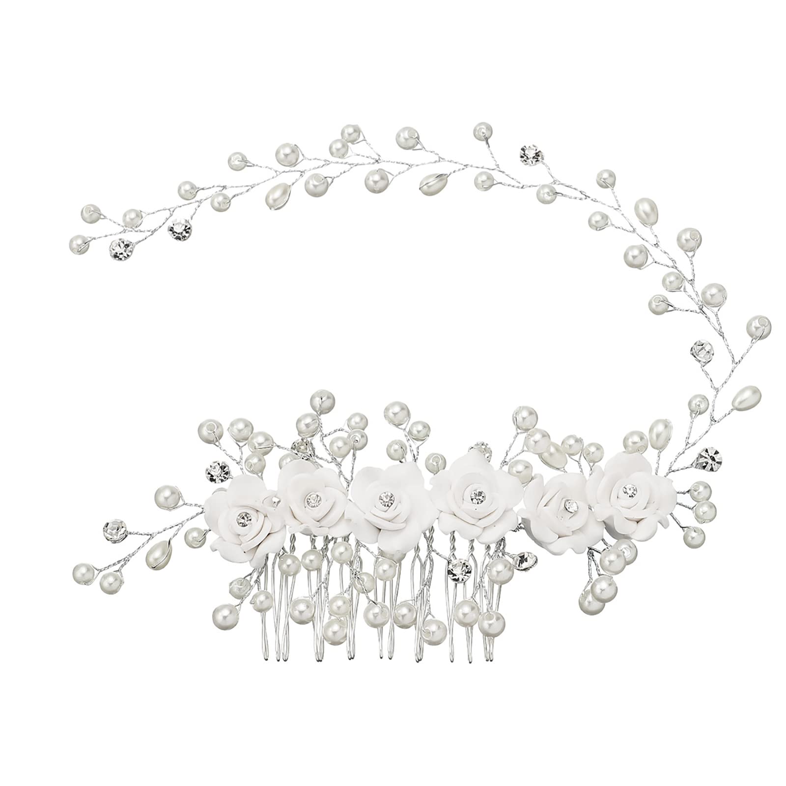 Flower Pearl Hair Comb, Kimono-Style Accessory