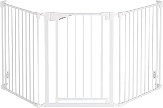 The Fellie Stair Gates for Dogs & Doorways, Foldable Dog Gate with Automatic Closing, Fire Guard Metal Playpen, Indoor Safety Barrier for Dogs/Pet/Child/Christmas Tree Fence, 213x75cm