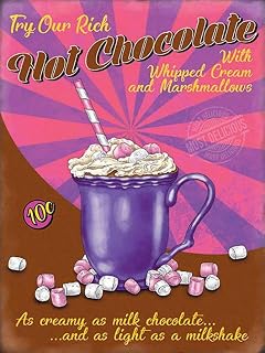 Hot Chocolate - Retro Diner Metal Wall Sign (3 sizes - Small/Large and Jumbo) (Small 15cm x 20cm)