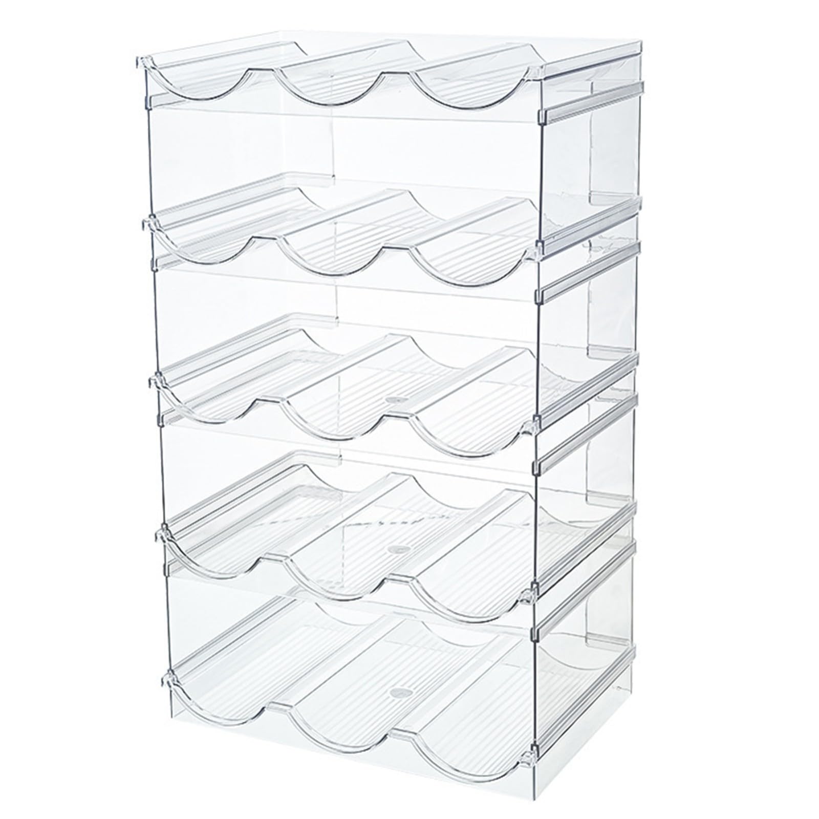 Soporte transparente para botellas de vino, organizador de latas para armario y cocina, organizador de almacenamiento de botellas de agua, estantes apilables de plástico de 2 niveles.