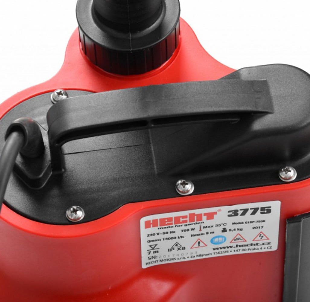 Product label with specifications for HECHT 3775 pump