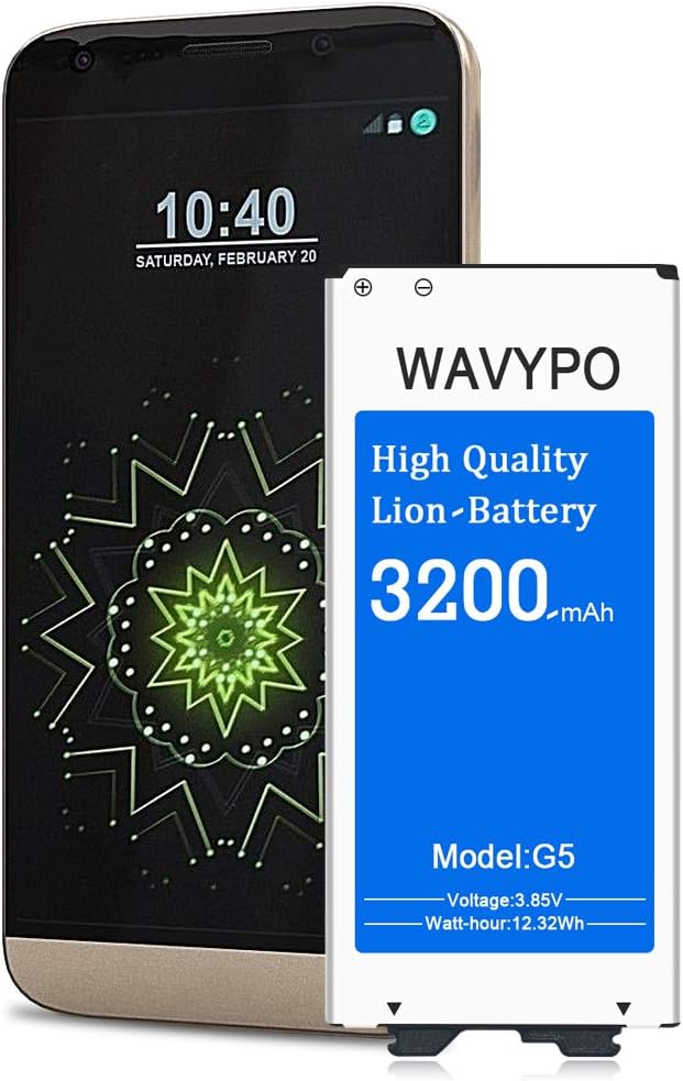 3200mAh Li-ion Battery for LG G5, Wavypo Upgraded Battery Replacement for LG G5 BL-42D1F US992 VS987 LS992 H820 H830 H845 Dual H850 H858 G5 Spare Battery - 24 Month Warranty