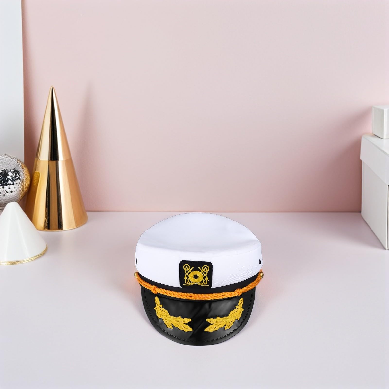 Healeved 8 Pezzi Cappello Bianco in Poliestere Ricamato Regolabile da Capitano