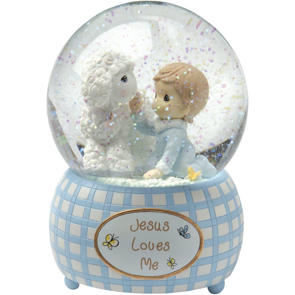 Precious Moments, Jesus Loves Me Boule à Neige en résine pour garçon 102404
