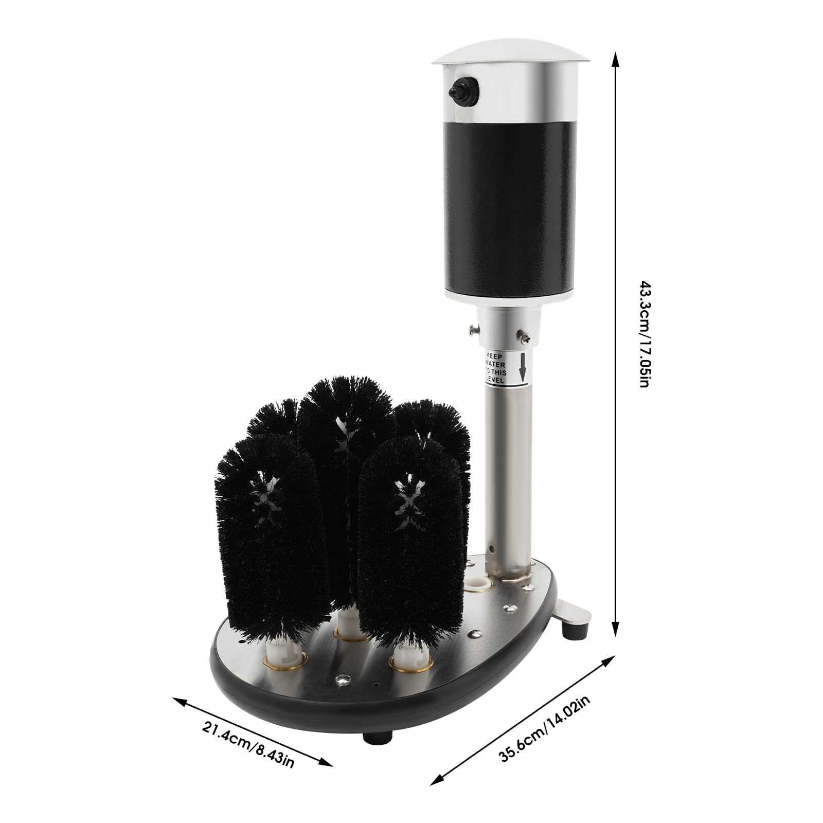 Lavadora eléctrica de vidrio, 4 cepillos, 130 W, 240 rpm, limpiador comercial para copas de vino, tazas de cerveza, 8-10 cm de diámetro, 600-800 tazas/hora