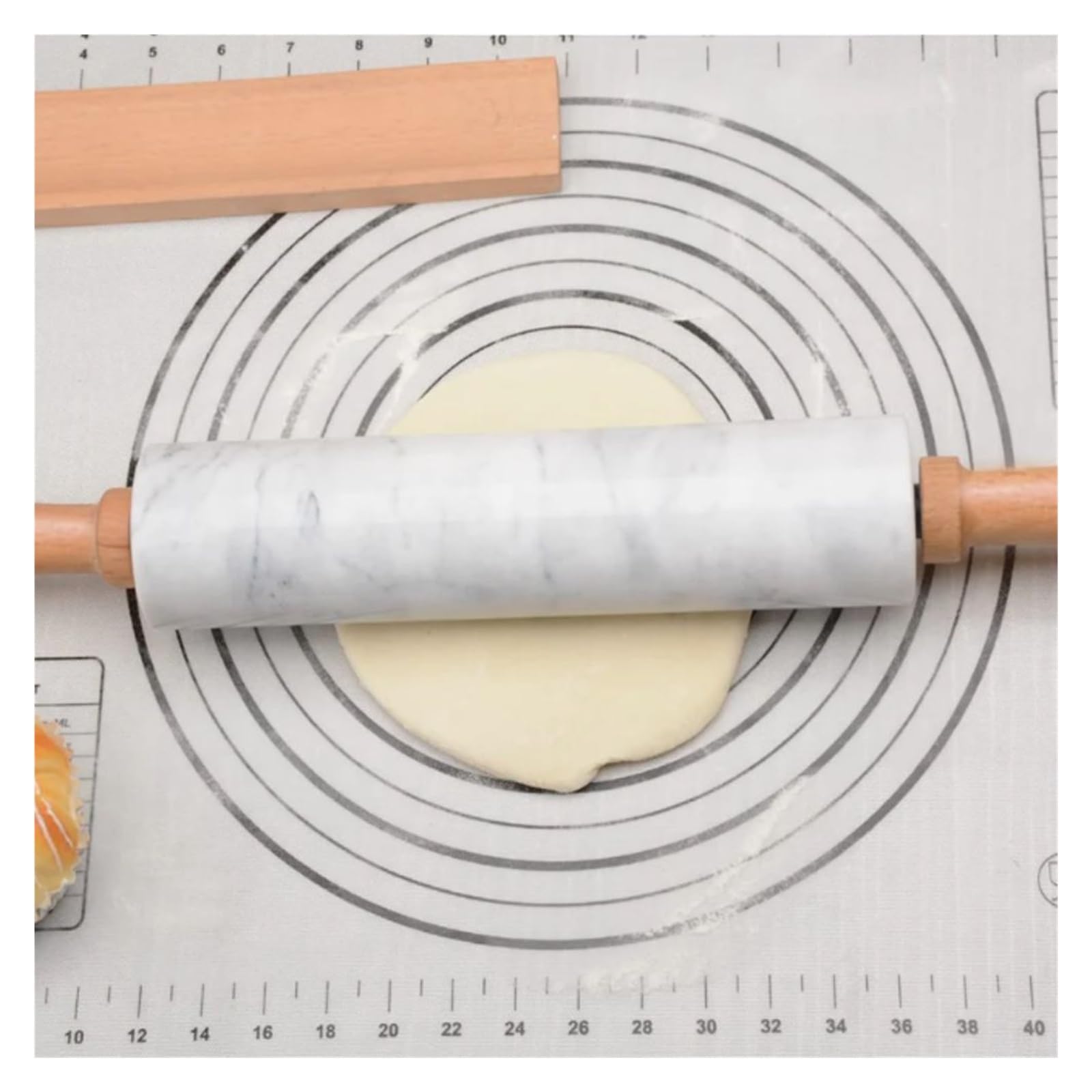 Rodillo práctico con mango de madera, superficie antiadherente y lisa, base almacenamiento. Ideal for extender masa galletas(K)