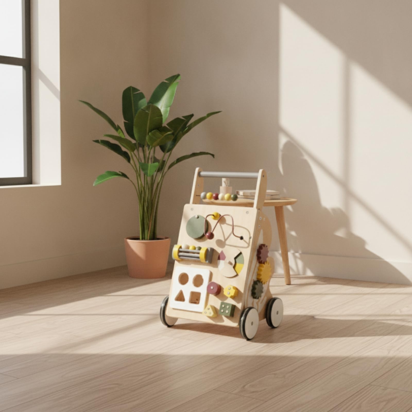 Gralara Carrello per Imparare a Camminare in Legno Multifunzionale Carrello per Imparare a Camminare con Attività Stabile con Centro Attività