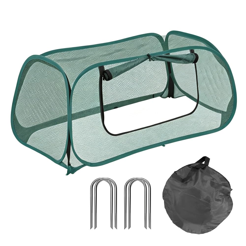 YOFHPT Fruit Cages for Allotment with Storage Bag, 115 * 55 * 45cm Pop Up Garden Mesh Plant Cover, Raised Bed Cover, Insect Netting for Vegetables, Plant Protection