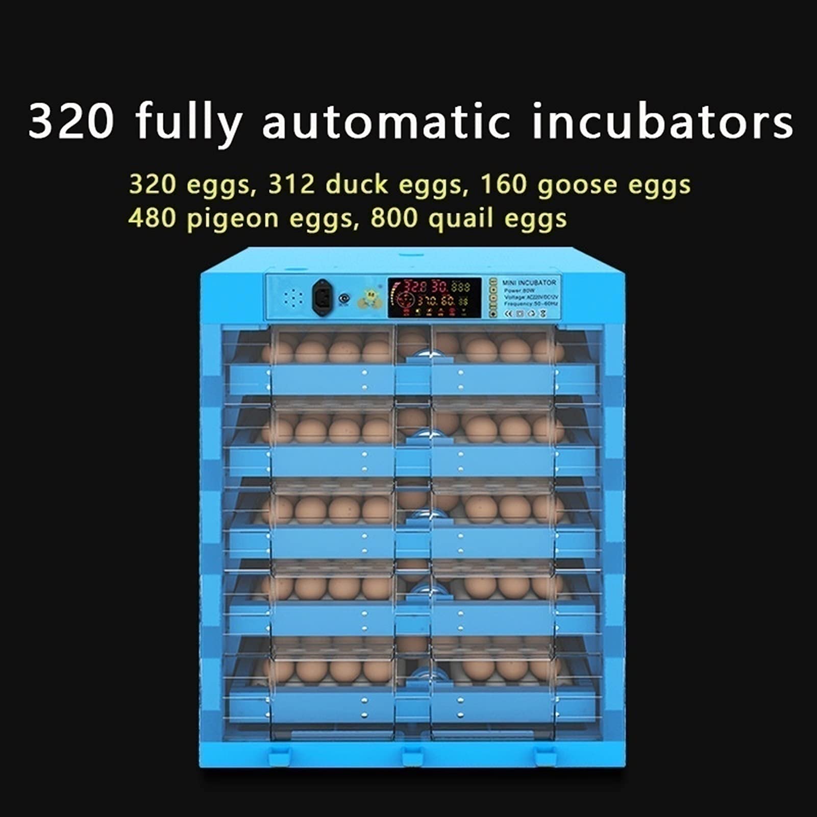 Incubatrice per Uova Girauova Automatico Controllo della Temperatura 320 Incubatrice per Uova Automatica Digitale con Rotazione Automatica Incubatrice per Casa E Laborato
