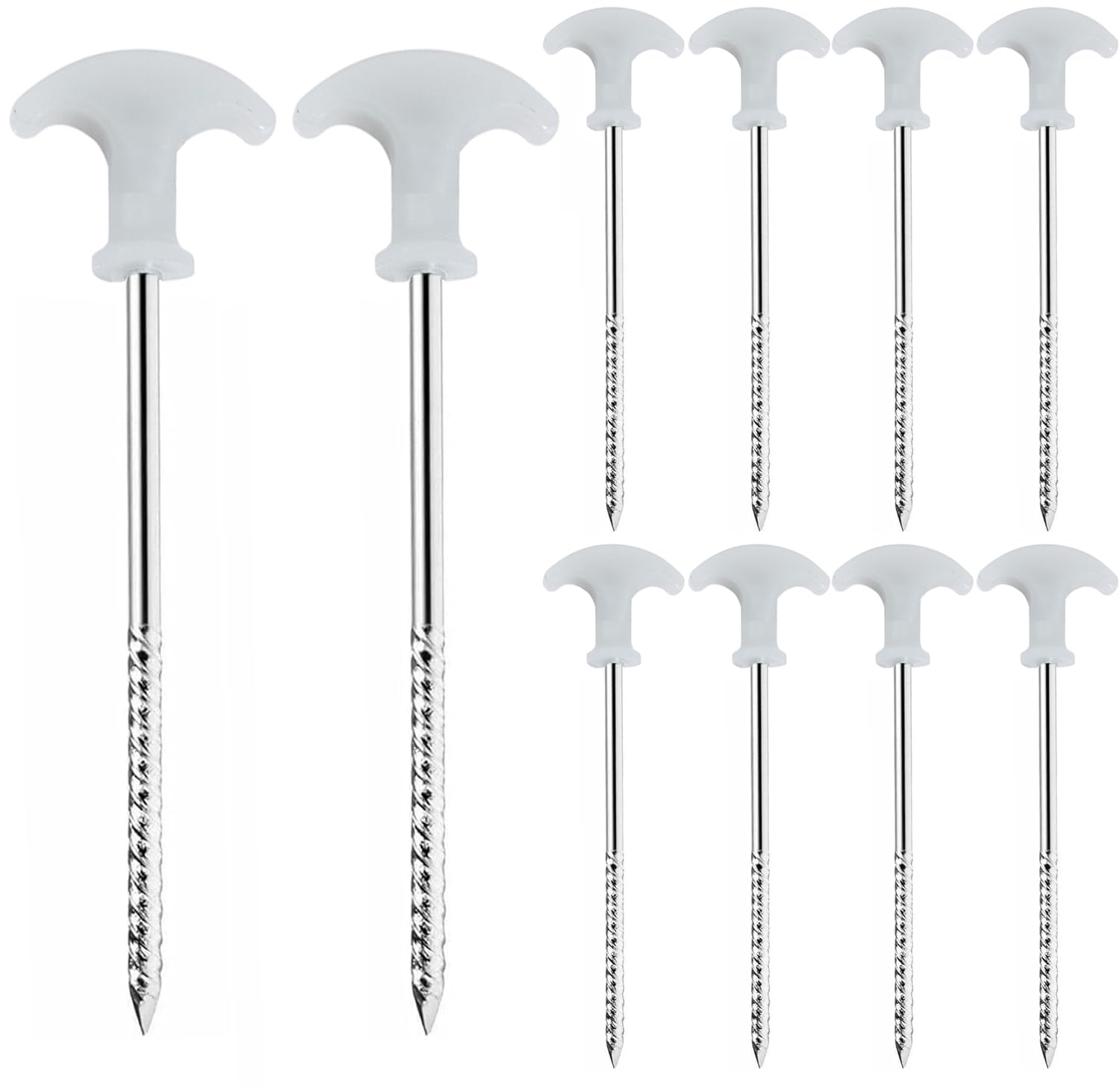 Bivvy Pegs 10-Pack, Spiral Glow-in-the-Dark Stakes for Fishing Shelters, Camping Tent– 20cm Heavy Duty Galvanized Steel, Rust Proof and Storm Proof