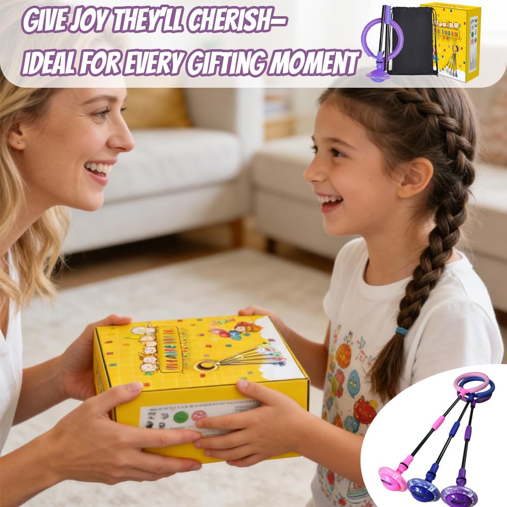 Anyingkai Blinkender Springring Fußkreisel mit Zähler, Swing Wheel mit Lichtrad, Blinkender Sprungball,Faltbarer Ankle Skip Ball,Jumping Ball and Skipping Rope,Sport Sprung (Lila-B)