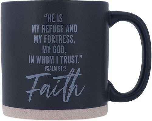 Miniatura 3 de Lighthouse Christian Products Faith - Taza de cerámica negra de doble cara con versículos de 16 onzas