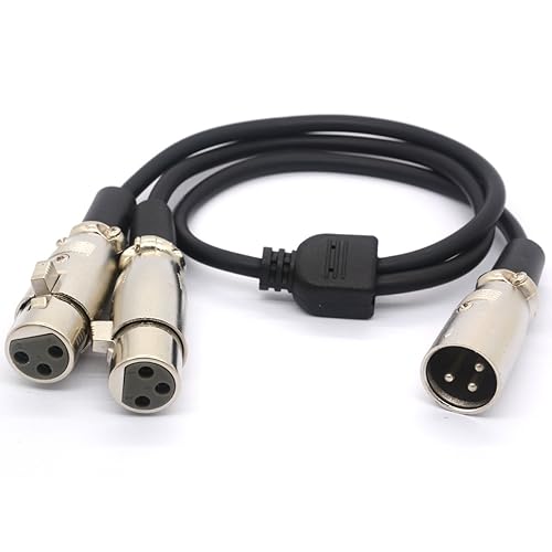 XLR Cable Divisor Y Adaptador XLR Hembra a Doble XLR Macho Y Cables de Extensión para Micrófono Audio 50CM (1 Macho a 2 Hembra)