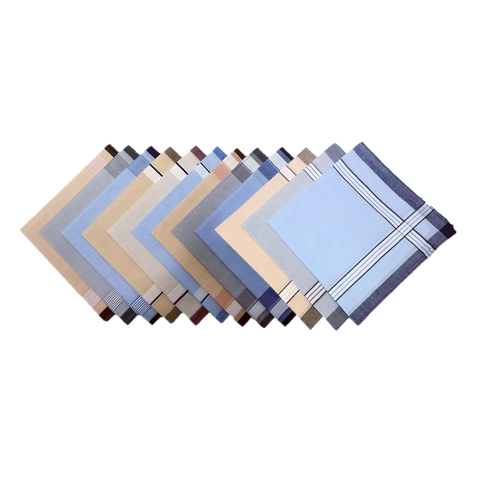 Pocket Square Hankies Kerchief Party Grooms Durable Cotton Men Handkerchiefs Style H 12Pcs Random-image-33