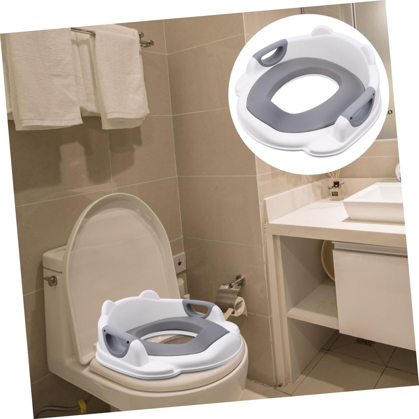 Asiento de Entrenamiento para Inodoro para Niños Cojín Pu | Antideslizante, Respaldo Estilizado, Extracción Sencilla y Limpieza Rápida, Diseño Ergonómico y Niños