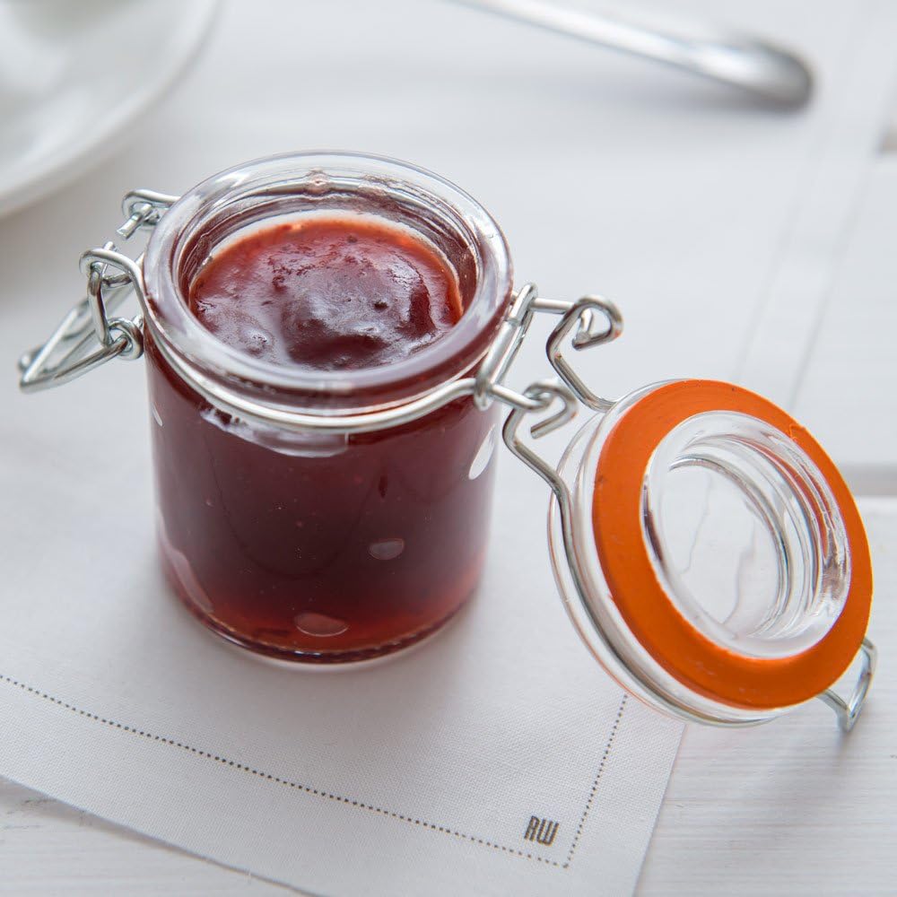 Restaurantware Clamp Lid Mason Jar - Mason Jars with Trigger Lid - Store liquids or dry goods Serve Desserts Drinks or Appetizers - 1.7 oz - 10ct Box