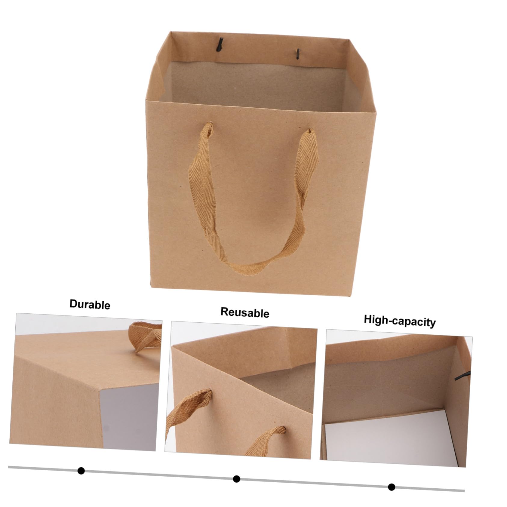 BESTYASH Quadratische Kraftpapiertüten als Geschenktüten aus Papier 10 Stück und Stabiler Standfestigkeit mit Moderater Kapazität für Party und Snacks