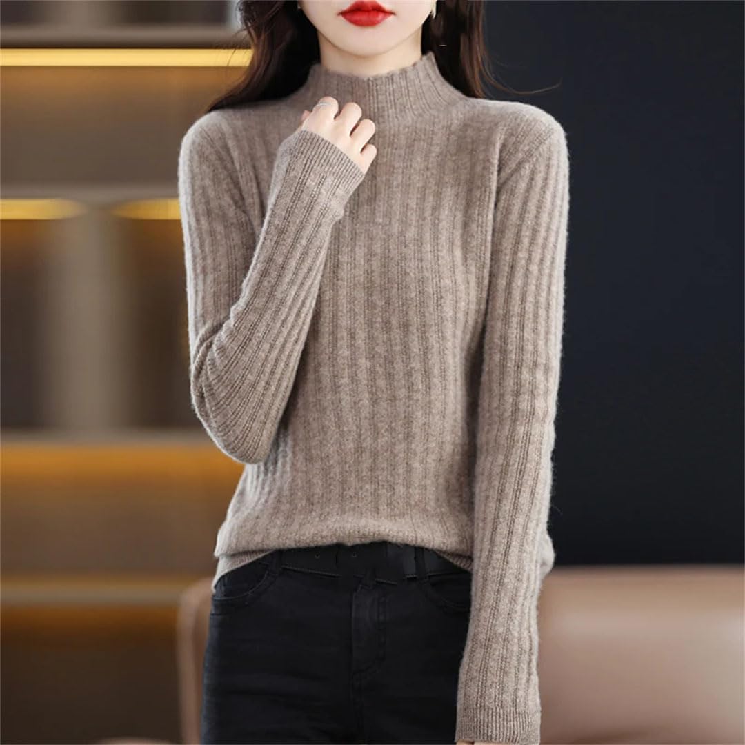 Maglione da donna a collo alto in lana lavorato a maglia