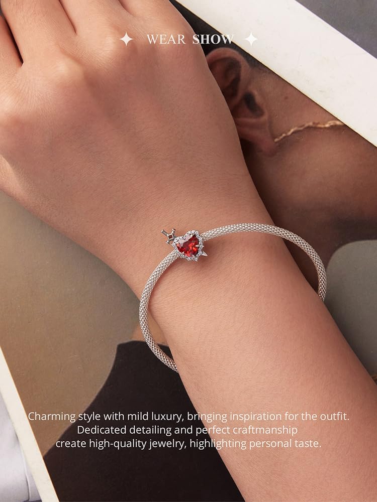 Skull Beads 925 Sterling Silver Bracelets for Women - Enamel Cubic Zirconia Heart Charms for Jewelry Making - Family Friend Birthday Halloween Charm Bracelet