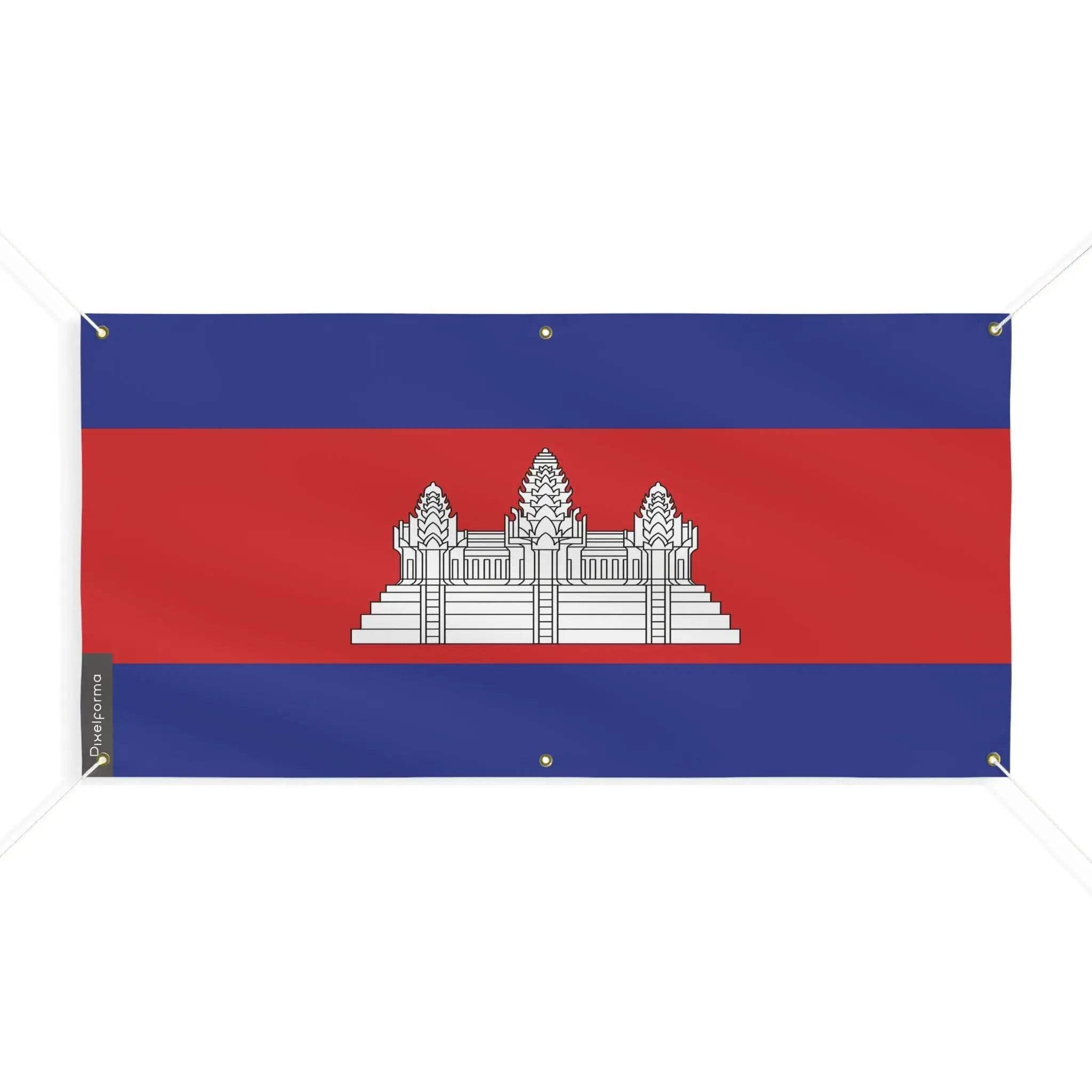 Drapeau du Cambodge anti-déchirure 90x180cm à 6 oeillets renforcés