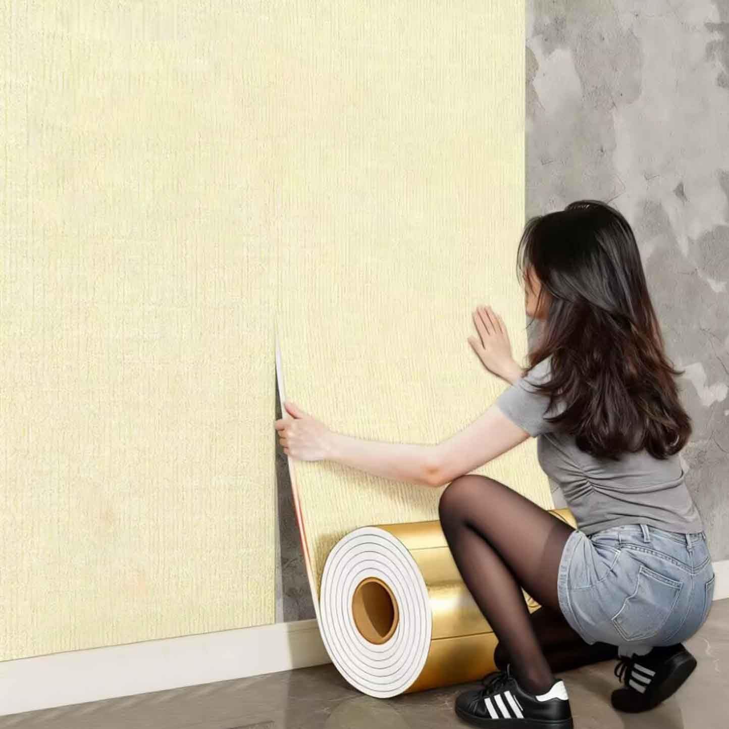 Wandpaneele Gepolstert Kinderzimmer,500 * 50cm Wand Wandkissen Selbstklebend Kinderzimmer Wall Panels Paneele Selbstklebend Schlafzimmer Wandschutz Bett Wandpolster(D/thick/9mm)
