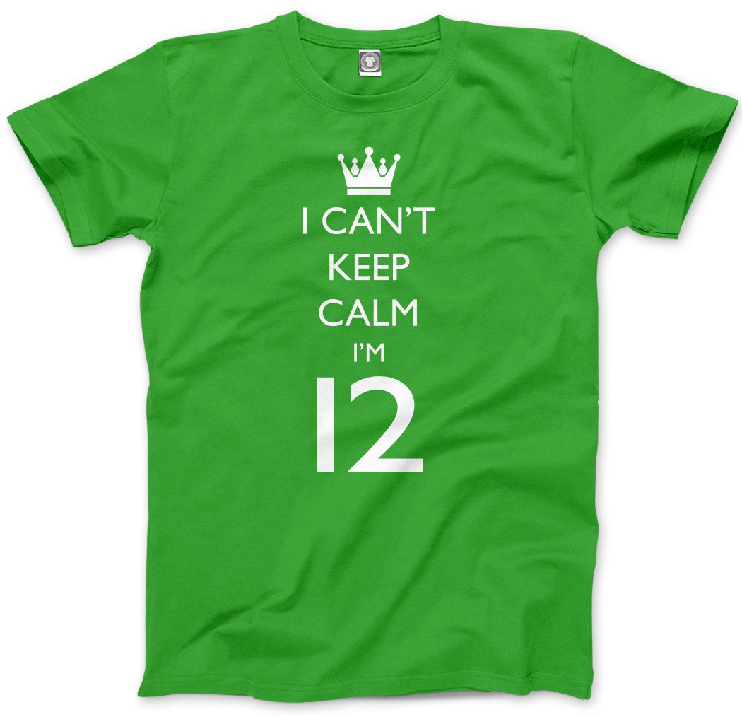 Hotscamp Men's Green I Can't Keep Calm I'm 12 Unisex T-Shirt - Medium