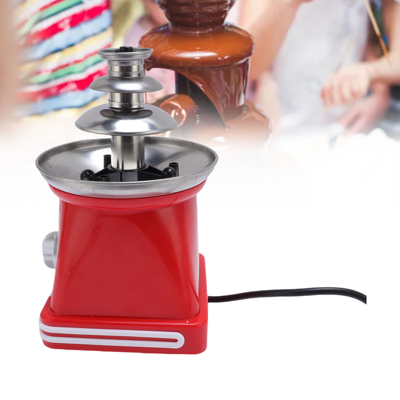 RIZGHWOY Fontaine à Fondue électrique au Chocolat, 3 étages en Acier Inoxydable Machine à Fondue au Chocolat Kit à Fondue au Chocolat avec Réglages Silencieux (Prise UE 220V)