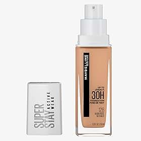 Maybelline NY Base Alta Cobertura Super Stay Active Wear Resistente ao Suor Alta Duração até 30h na Pele, Cor 128 Warm Nude, 30ml