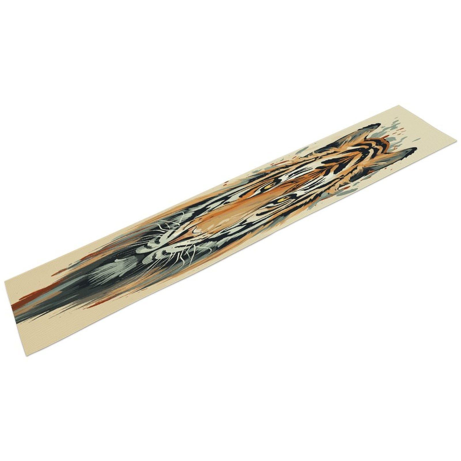 Btcowzrv Style Hand Drawn Tiger Linen Table Runner 72.4 Inches Long, Machine Washable Table Runner For Party Kitchen Dining Table Coffee Holiday Party Decor, 13.4"X72.4"